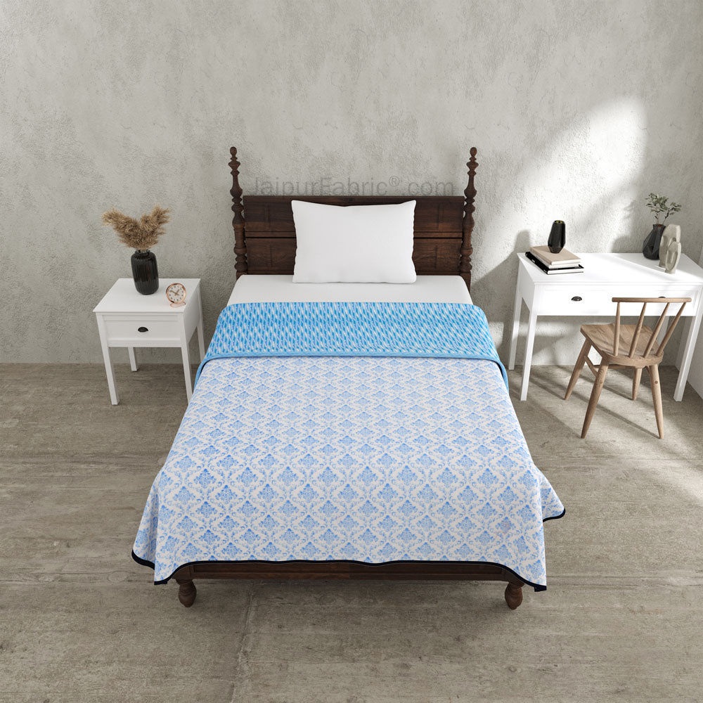 Ethnic Royal Blue Single Bed Dohar Blanket